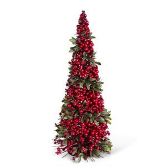 Picture of K&K Interiors Large Mistletoe & Berry Cone Tree