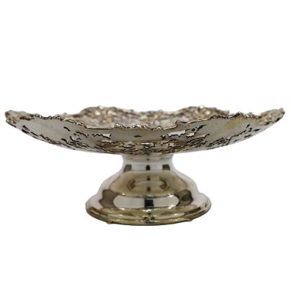 Picture of Antique 1910 Low, Pierced English Sterling Silver Compote with Grape Motif by Atkin Brothers, Sheffield