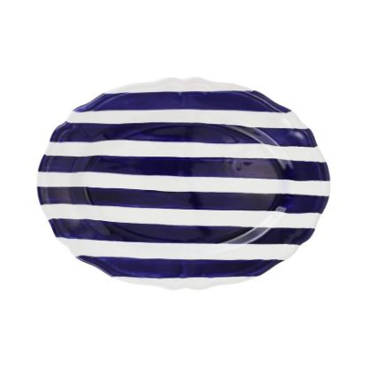 Picture of Vietri Amalfitana Cobalt Stripe Oval Platter