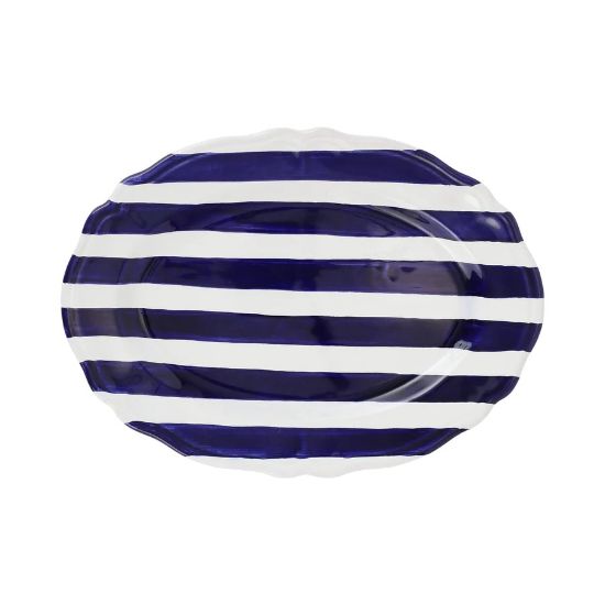 Picture of Vietri Amalfitana Cobalt Stripe Oval Platter
