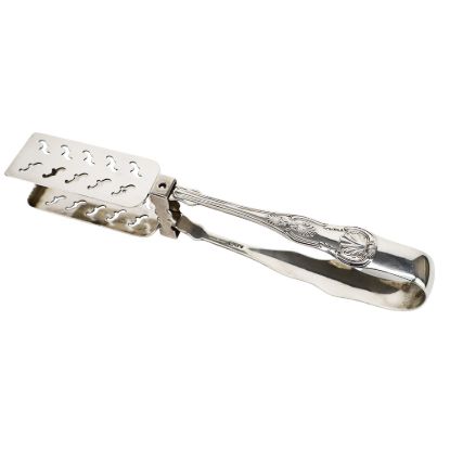Picture of Antique George Sharp for Baily & Co. Coin Silver Serving Tongs in the 'Kings' Pattern