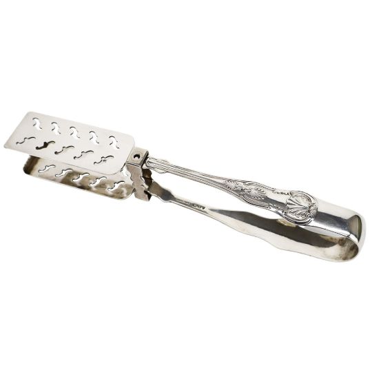 Picture of Antique George Sharp for Baily & Co. Coin Silver Serving Tongs in the 'Kings' Pattern