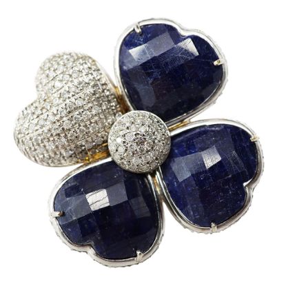 Picture of 18K Two-Tone Gold Diamond & Sapphire Pavé Ring