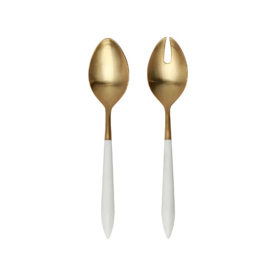 Picture of Vietri Ares Oro White 2-Piece Salad Server Set