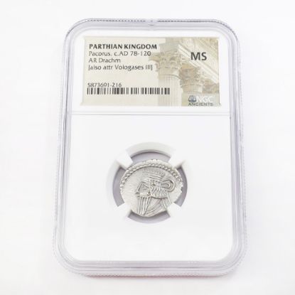 Picture of Pacorus, Greek Coinage, c.AD 78–120, Parthian Kingdom, AR Drachm (NGC MS)