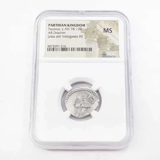 Picture of Pacorus, Greek Coinage, c.AD 78–120, Parthian Kingdom, AR Drachm (NGC MS)
