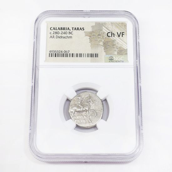 Picture of Boy and Dolphin, c.281-240 BC, Calabria, Taras, AR Didrachm, NGC ChVF