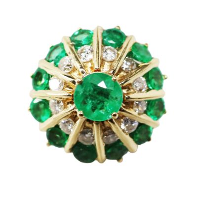 Picture of 14k Yellow Gold Emerald and Diamond ring
