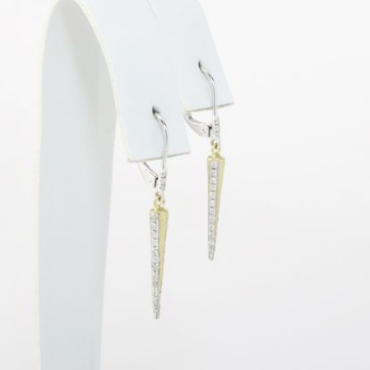 Picture of 14k Two Tone Gold Dangle Diamond Earrings 