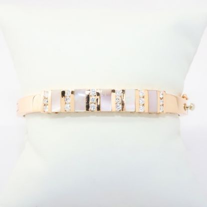 Picture of 14k Rose Gold Mother of Pearl & Diamond Bangle 