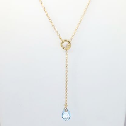 Picture of 14k Yellow Gold Aquamarine & Diamond Necklace 