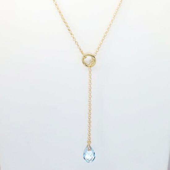 Picture of 14k Yellow Gold Aquamarine & Diamond Necklace 