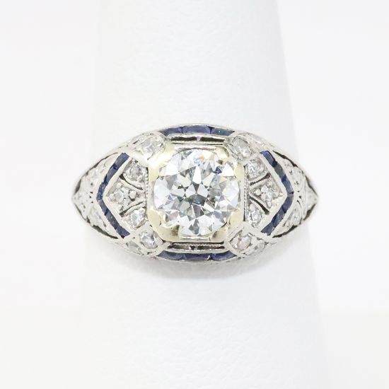 Picture of Antique Platinum Diamond & Sapphire Ring 