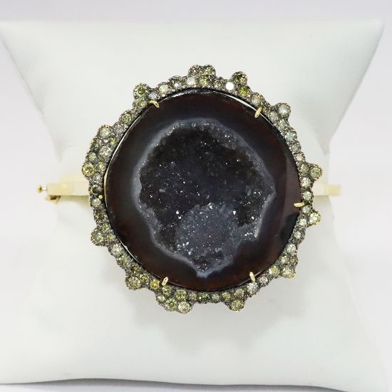 Picture of 18k Yellow Gold Geode & Diamond Bangle Bracelet 