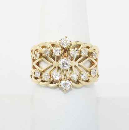 Picture of 14k Yellow Gold Diamond Crown Style Ring 