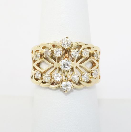 Picture of 14k Yellow Gold Diamond Crown Style Ring 