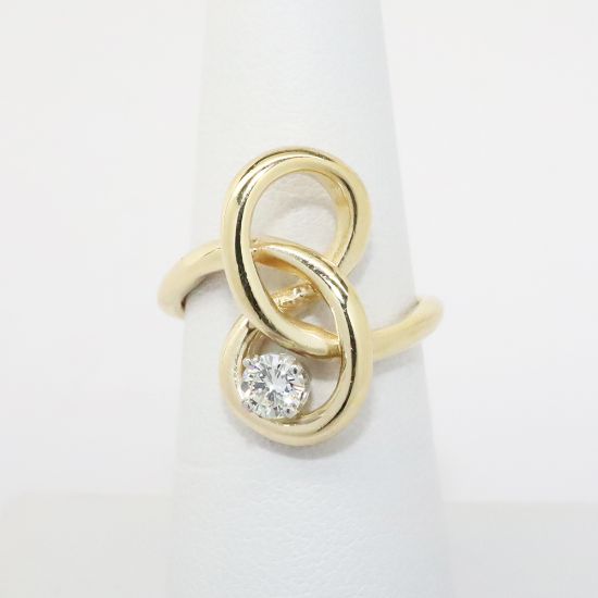 Picture of 14k Yellow Gold Diamond Knot -Style Ring 