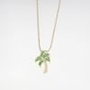 Picture of 14k Yellow Gold Emerald & Diamond Palm Tree Necklace 