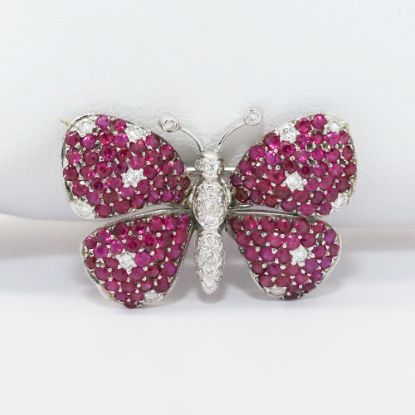 Picture of 18k White Gold Ruby & Diamond Butterfly Brooch