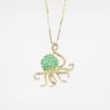 Picture of 14k Yellow Gold Emerald & Diamond Octopus Necklace 