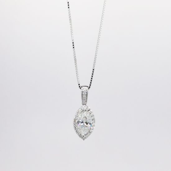 Picture of 14k White Gold 1.07CT Marquise Diamond Necklace 