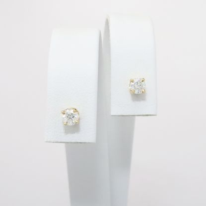 Picture of 14k Yellow Gold Solitaire Diamond Studs 