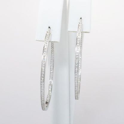 Picture of 14k White Gold Diamond Hoops 