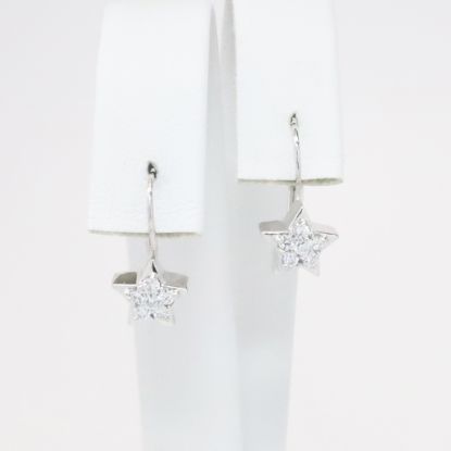 Picture of 14k White Gold Diamond Star Dangle Earrings 