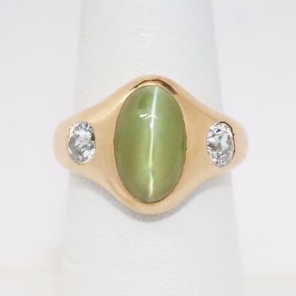 Picture of 18k Rose Tiger's Eye Chrysoberyl & Diamond Ring 