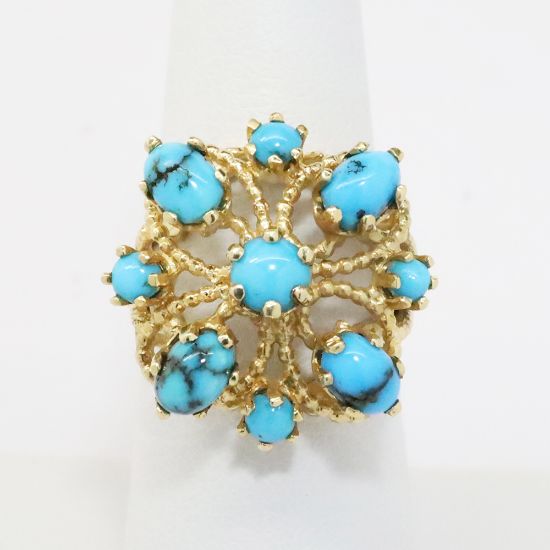 Picture of 14k Yellow Gold Turquoise Ring 