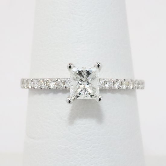 Picture of 14k White Gold .45CT Princess Cut Diamond Engagement Ring 