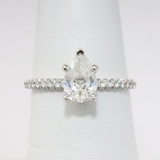 Picture of 14k White Gold .84CT Pear Diamond Engagement Ring 