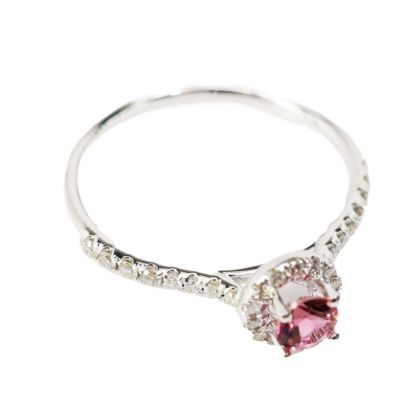 Picture of 14k White Gold Tourmaline and Diamond Ring