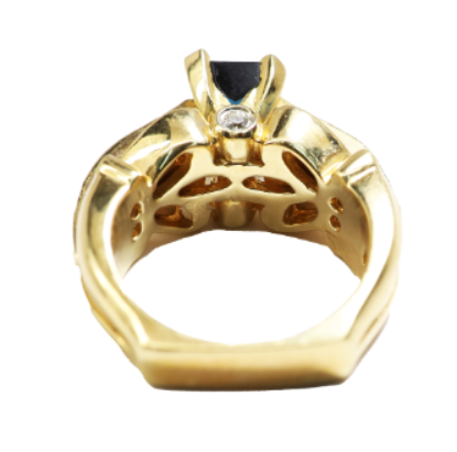 Picture of 14k Yellow Gold Tourmaline and Diamond Pavé Set Ring