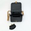 Picture of Vintage 1990s Judith Leiber Black Silk Evening Bag with Braided Gold Strap & Enameled Ram's Heads