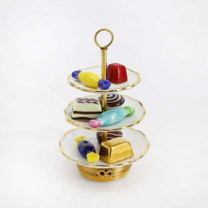 Picture of Limoges Porcelain 3-Tier Stand with Removable Candies Trinket Box