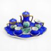 Picture of Limoges Porcelain 8-Piece Trinket Box Tea Set in Blue with Waterlily Motif