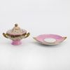 Picture of Vintage Limoges Pink Floral Soup Tureen Trinket Box with Matching Stand