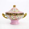 Picture of Vintage Limoges Pink Floral Soup Tureen Trinket Box with Matching Stand