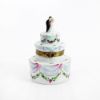 Picture of Limoges Porcelain White Wedding Cake with Bride & Groom Topper Trinket Box