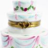 Picture of Limoges Porcelain White Wedding Cake with Bride & Groom Topper Trinket Box