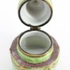 Picture of Limoges Porcelain Chocolate Wedding Cake with Green Icing & Bride & Groom Topper Trinket Box  