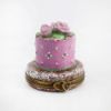 Picture of Limoges Porcelain Chocolate Anniversary Cake with Pink Icing Trinket Box with Bride & Groom Inside