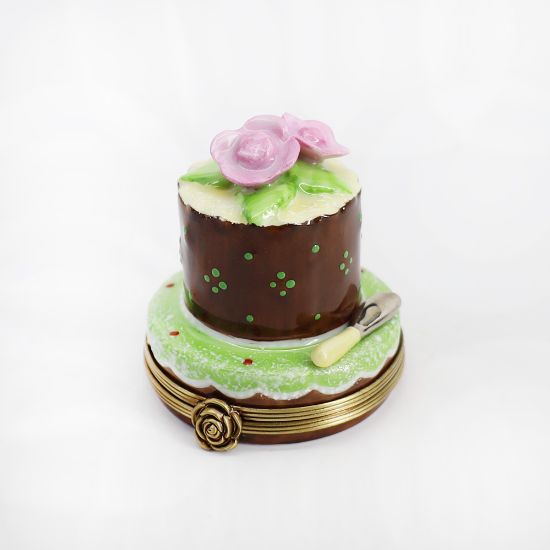 Picture of Limoges Porcelain Chocolate Anniversary Cake with Server Trinket Box 