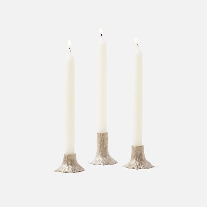 Picture of 'Griffin' Silvered Brass Set of 3 Candlestick Holders