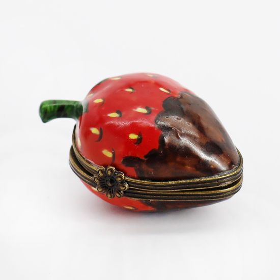 Picture of Limoges Porcelain Chocolate Dipped Strawberry Trinket Box