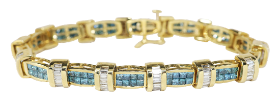 Picture of 14k Yellow Blue Diamond Bracelet 