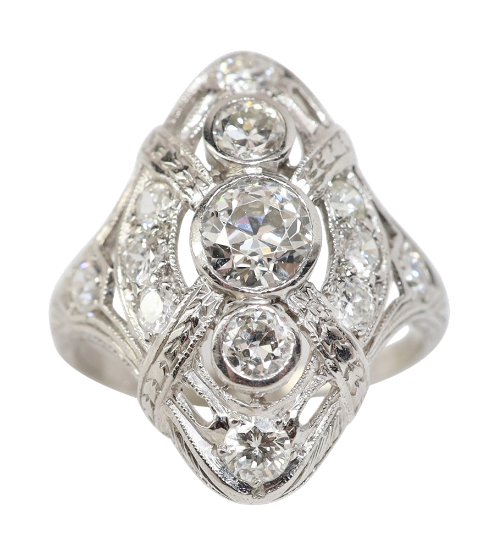 Picture of Antique Art Deco Platinum & Diamond Ring, 1.00ct