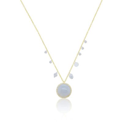 Picture of 14k Gold Two-Tone Chalcedony and Diamond Charm Necklace