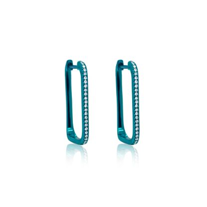 Picture of 14k Gold Galactic Blue Rectangular Hoops